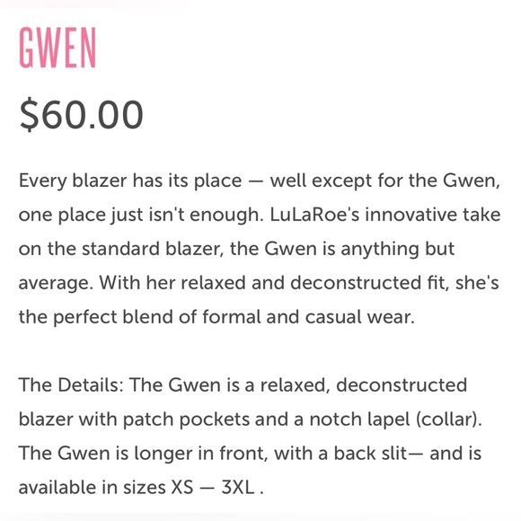 🌹LuLaRoe Gwen Navy Blue Blazer - Picture 8 of 8